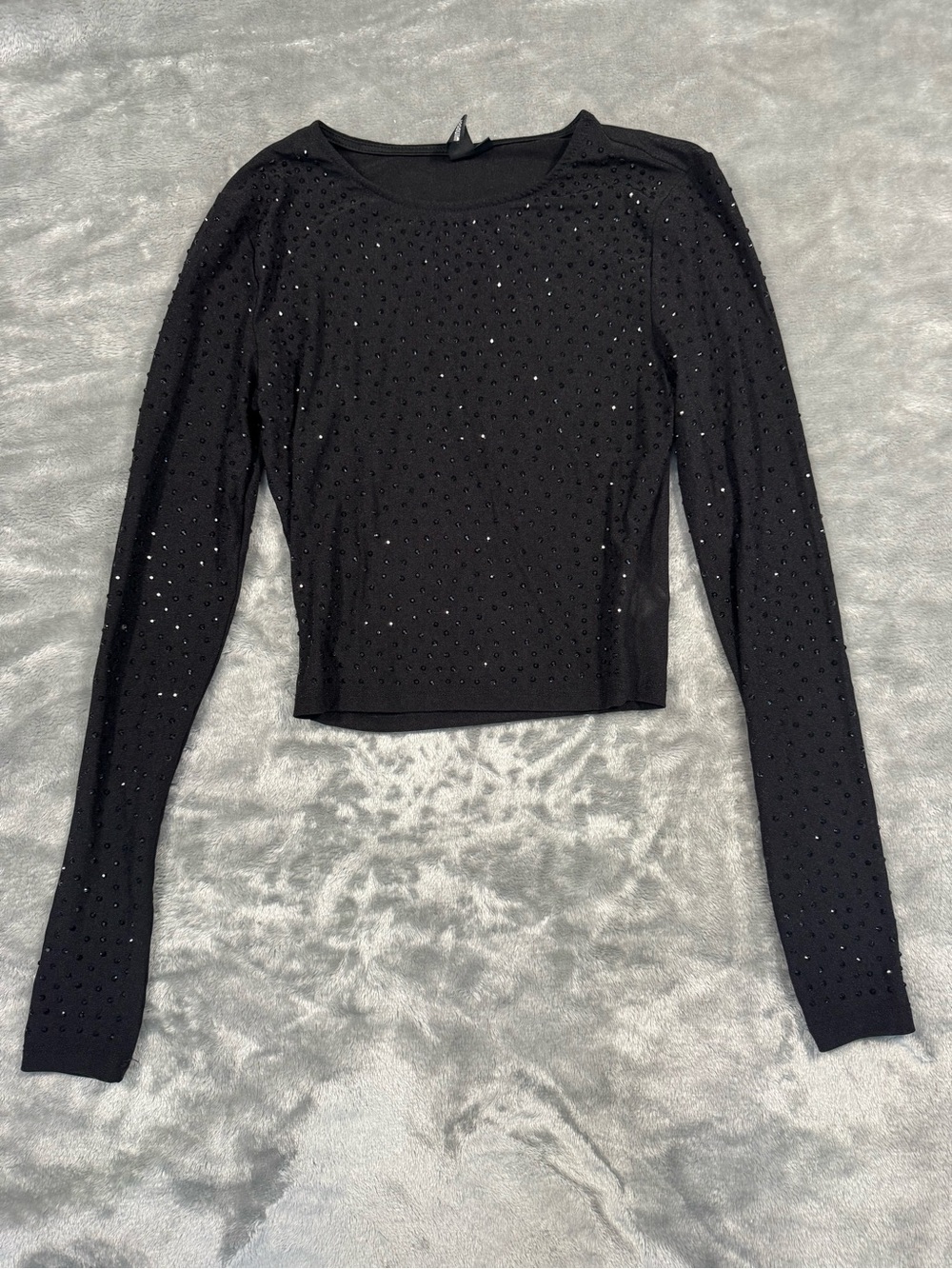 Black Long-Sleeve Windsor sequined Top